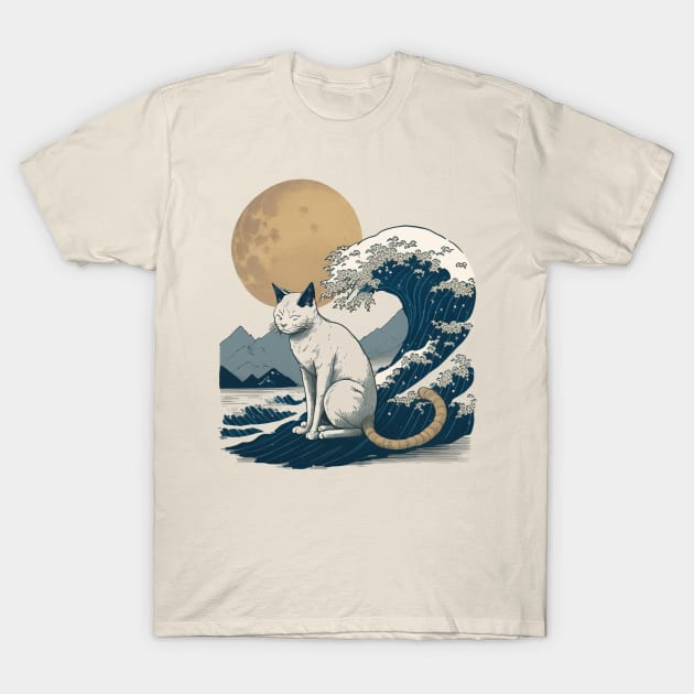 Cat with the Wave T-Shirt by i2studio